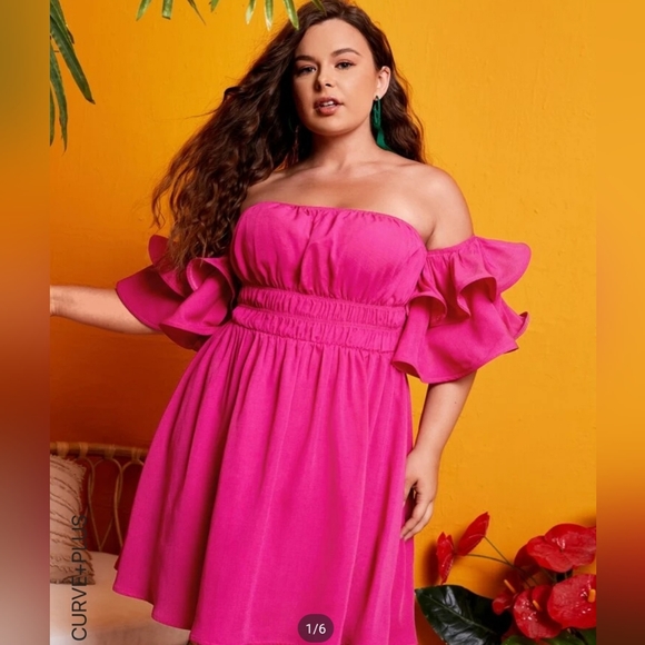 Shein Ruffled Off Shoulder Dress 2x (16) - Picture 2 of 3